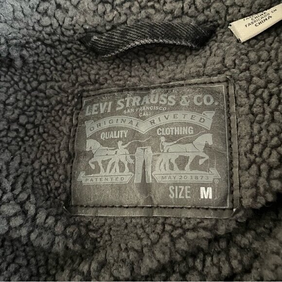 Levi's Sherpa Trucker Jacket Roadster Black, Sz Medium - Picture 14 of 16